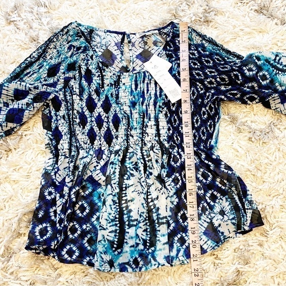 NWTs Patrons of Peace | Smocked Tie Dye Print Blouse Size Medium - Picture 11 of 11